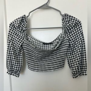 Shirr Me Roar Square Neck Gingham Top in Size US 0